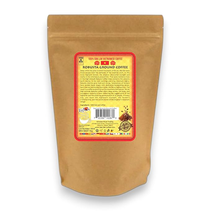 100% Dak Lak Vietnamese Coffee (Robusta Ground 1 Kilo Bag)