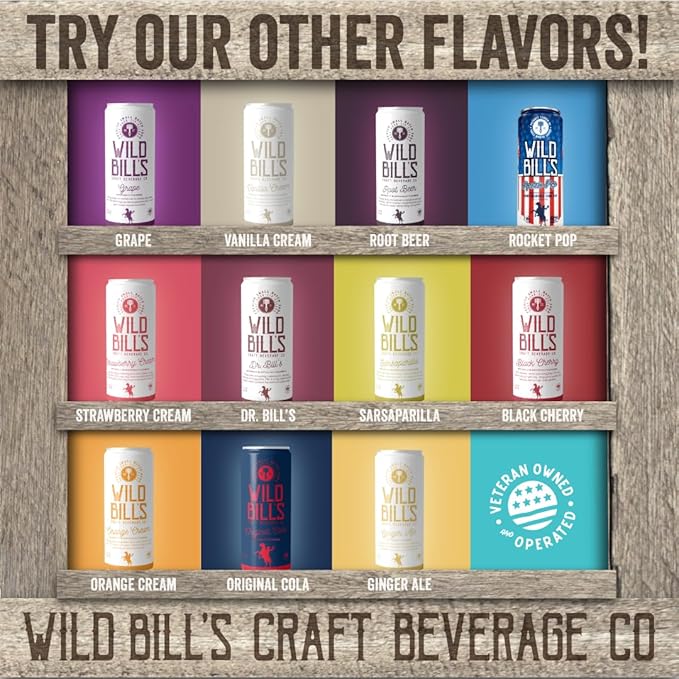 Wild Bill's Apple Pie Soda Classic Craft Soda Pop Soft Drinks Sodas Made with Pure Cane Sugar Caffeine Free NO High Fructose Corn Syrup Gluten Free Vegan Low Sodium 12 Oz 12 Pack