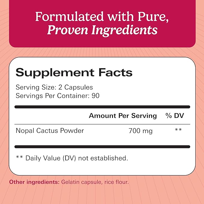 Santo Remedio Nopal Sugar and Gluten Free Dietary Supplement Prickly Pear Cactus Dietary Supplement 700 mg 180 Capsules 90 Servings Per Container