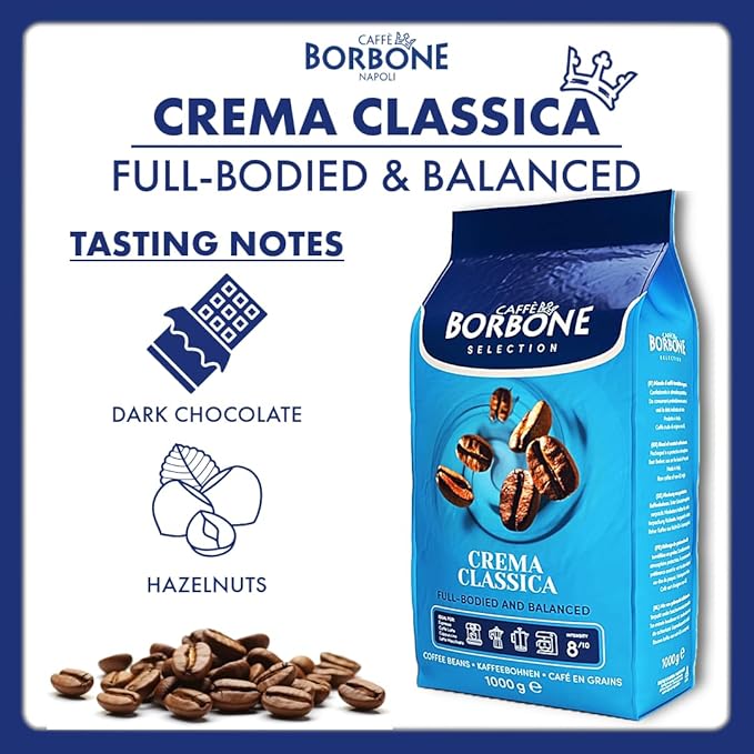 Caffè Borbone Whole Bean Coffee Medium Roast Arabica and Robusta Blend Crema Classica Full-Bodied and Balanced Italian Coffee 2.2 lb Bag