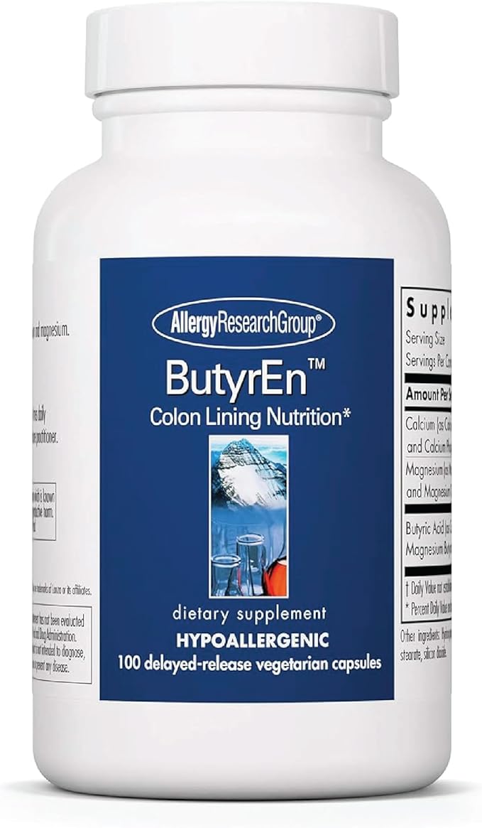 ARG ButyrEn Colon Lining Nutrition - Supports Gut and Colon Health - Digestive Support - Delivers 200 mg - Vegetarian &amp Hypoallergenic - 100 Servings - 100 Delayed-Release Capsules