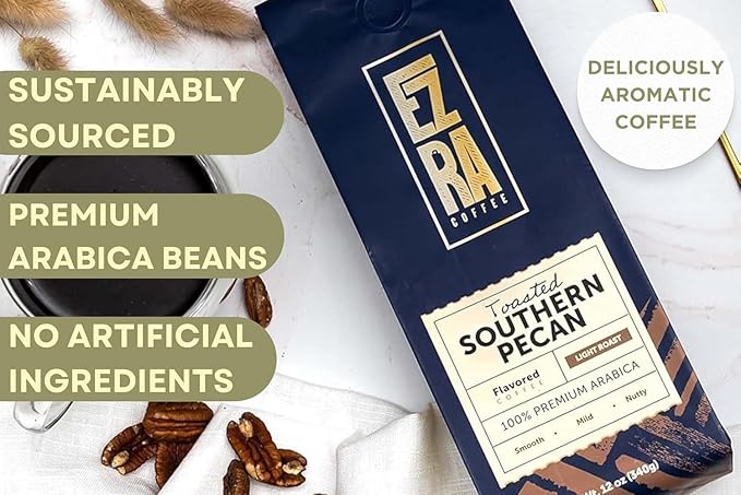 Ezra Coffee Toasted Southern Pecan Light Roast Whole Beans Coffee - 12 ounce