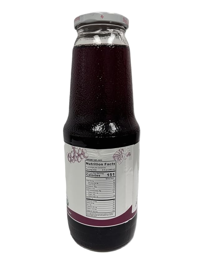 Anna and Sarah 33.8 Oz Organic Grape Juice - Glass Bottle (6 Pack) No Sugar No Artificial Colors No Preservatives No Flavors Added not from CONCENTRATE