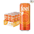 FEEL Zero Sugar Natural Energy Drink – Mango Passionfruit 140mg Plant-Based Caffeine with L-Theanine for Focus Vitamin C for Immunity Vegan Non-GMO No Artificial Sweeteners 12 Fl Oz Cans (12-Pac