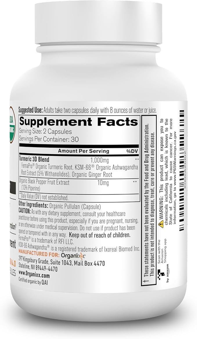 Organixx Clean Sourced Collagens (20 Servings) &amp Turmeric 3D (60 Caps) Bundle Collagen Protein Organic Turmeric Ginger &amp Ashwagandha Supports Joints Skin Hair Nails &amp Immune Health
