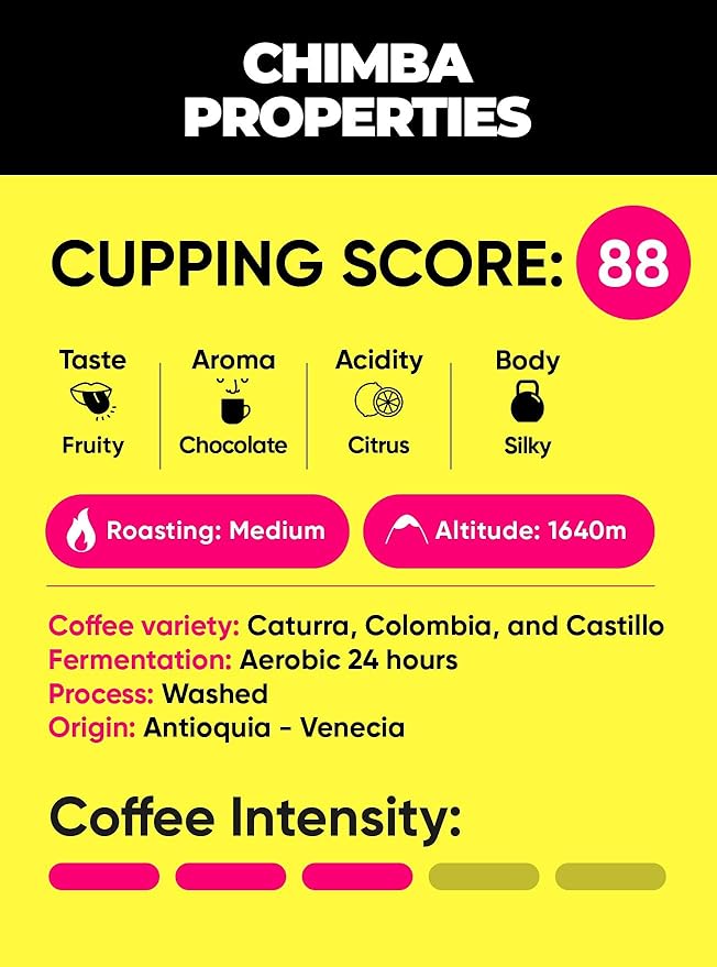 Chimba Single Origin Specialty Coffee 500g: Fresh Colombian Ground Coffee with Medium Roast from Antioquia &amp Cupping Score 88