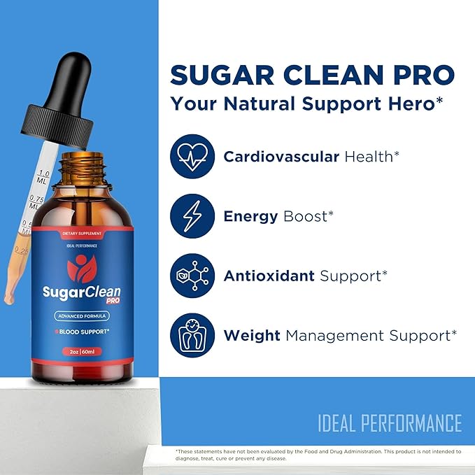 Sugar Clean Pro Drops Official SugarClean Pro Advanced Blood Formula Supplement - Maximum Strength All Natural Healthy Circulation &amp Stable Levels SugarCleanPro Health Support Reviews (3 Pack)
