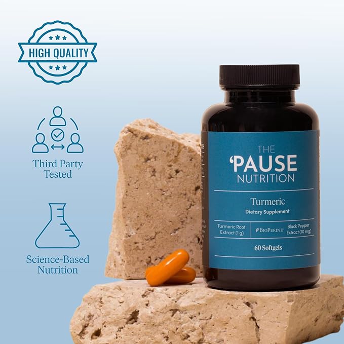 The 'Pause Life Turmeric + Skin &amp Bone Bundle Collagen Peptides with Hyaluronic Acid &amp Vitamin C for Skin Hair &amp Nails paired with Curcumin for Joint &amp Bone Wellness 60 Softgels &