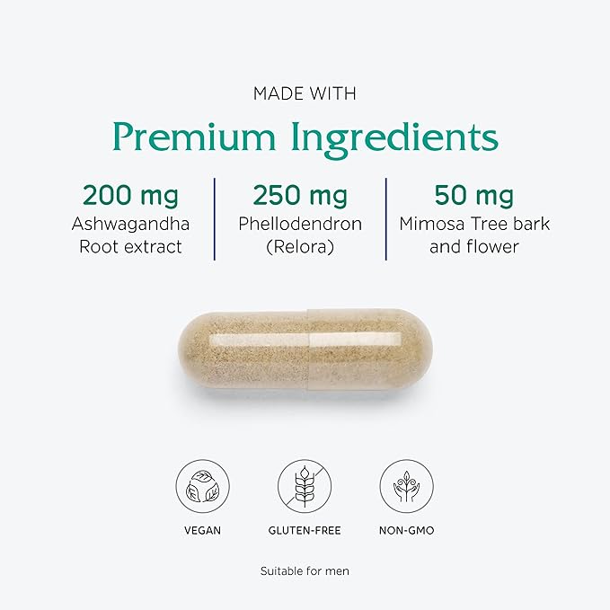 Vitanica Cortisol Relief Dr. Formulated Sleep Stress Cortisol Manager Supplement Vegan 60 Capsules