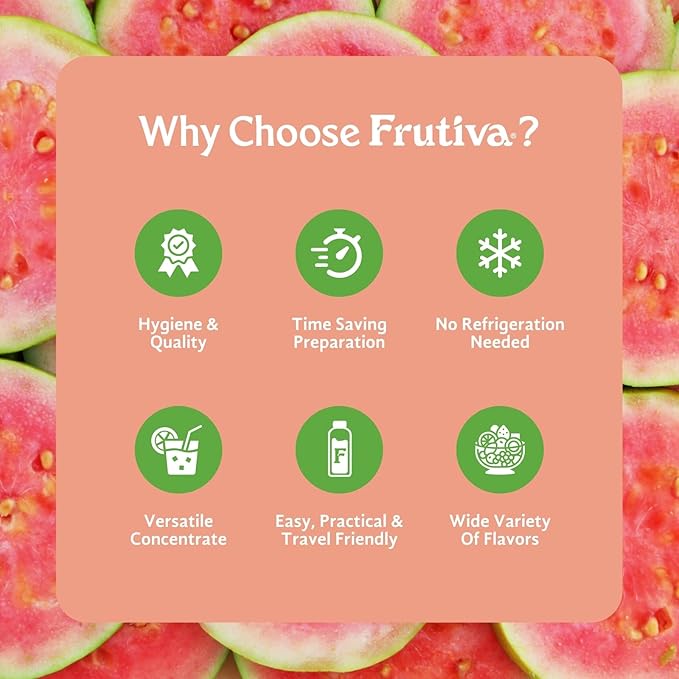 Frutiva Authentic Pink Guava Drink Mix | Made in Mexico with Cane Sugar | Aguas Frescas Concentrate Makes 2.6 Gallons Per Bottle | No High Fructose Corn Syrup | Perfect for Drinks Desserts &amp More