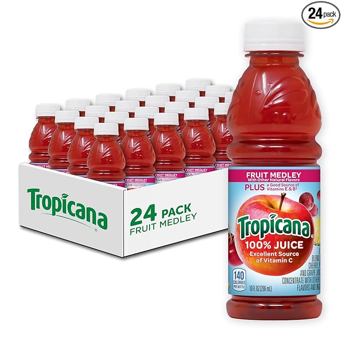 Tropicana 100% Fruit Medley Juice�Single Serve 10 Fl Oz Bottles (Pack of 24) - Real Fruit Juice Vitamin C B &amp E Rich No Added Sugars No Artificial Flavors