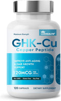 GHK-Cu Peptide Supplement 120 Count Daily Beauty Capsule 120 Mcg GHK-Cu Per Capsule Vegan Non-GMO