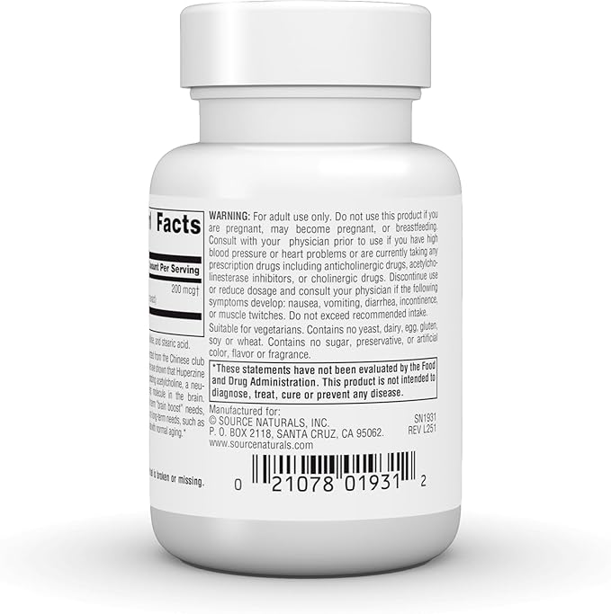 Source Naturals Huperzine A for Learning &amp Memory* 200 mcg - 120 Tablets