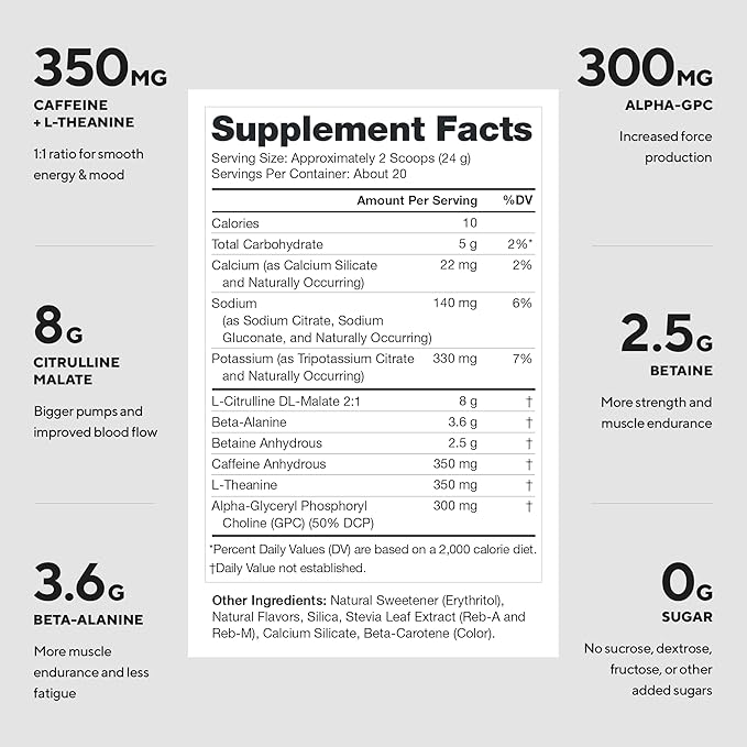 LEGION Pulse Pre Workout - All Natural Nitric Oxide Preworkout Drink to Boost Energy Creatine Free Naturally Sweetened Beta Alanine Citrulline Alpha GPC (Pina Colada)