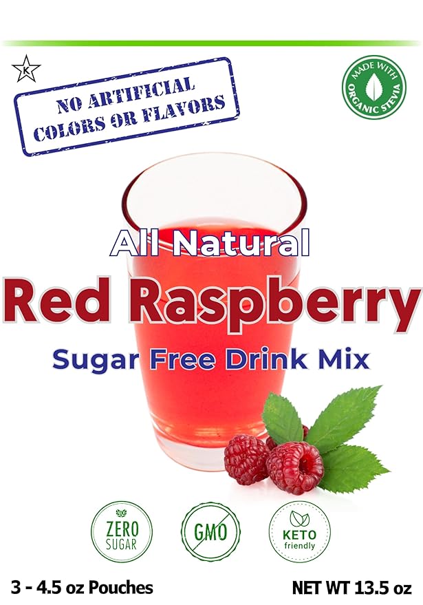 GramZero All Natural Red Raspberry Zero Calorie Sugar Free Drink Mix Great For Nutrition Club Loaded Tea Stevia Sweetened
