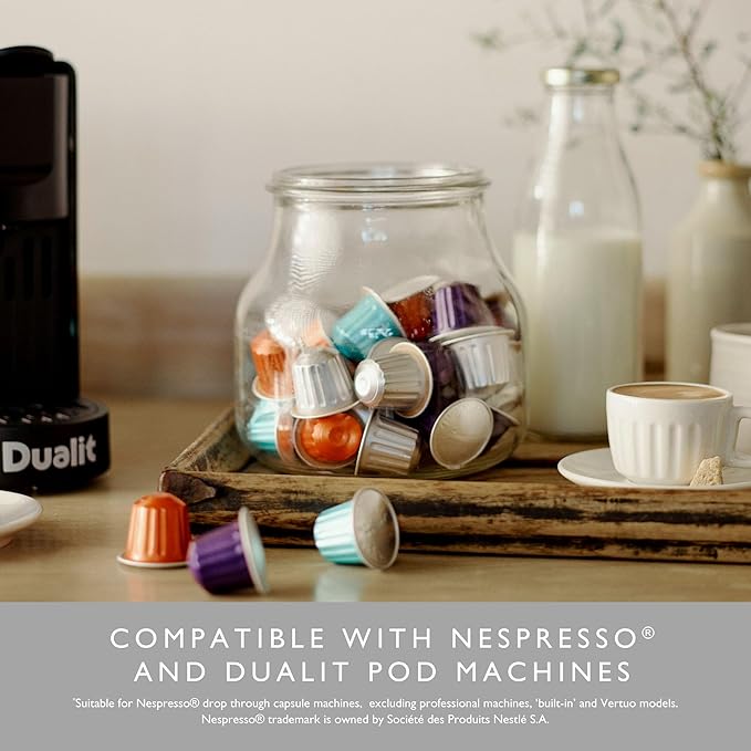 Dualit Original Line Compatible* Decaf Recyclable Aluminium Coffee Capsules by Dualit | 120 Pack - 12 X 10 Pk - 120 Servings of Premium Eco Friendly Coffee Pods - 100% Recyclable Original Line Compati