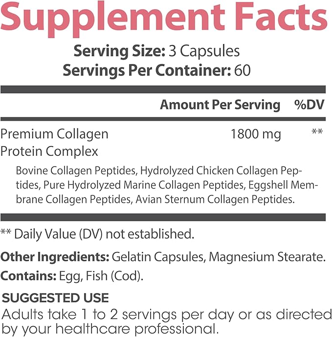Lumen Naturals Multi Collagen 1800mg Complex for Women – Beauty &amp Protein Support – 180 Capsules – Multi-Type Collagen Blend – Non-GMO Gluten-Free Formula (180 Count (Pack of 1)