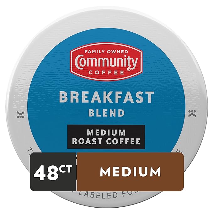 Community Coffee Breakfast Blend Medium Roast Single-Serve Keurig K-Cup Pods 48 Count (Pack of 4)
