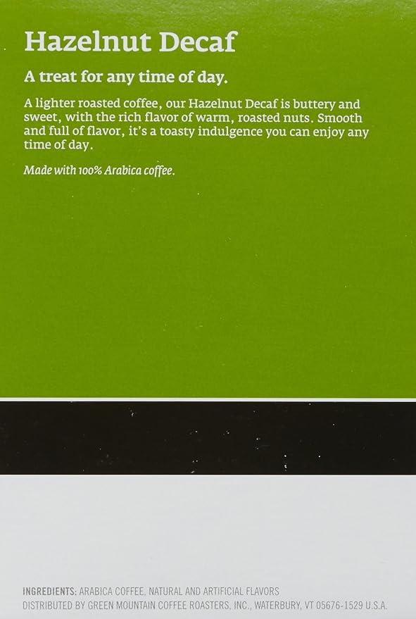 Green Mountain Coffee Hazelnut Decaf K-Cups for Keurig Brewers - 18 K-Cups