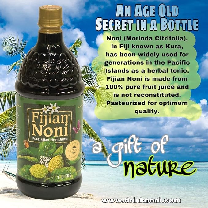 Authentic Noni Fruit Juice (33.8 Fl.Oz Bottle) Our noni fruit juice is 100% all-natural and contains no preservatives added sugars or other undesirable ingredients of any kind...