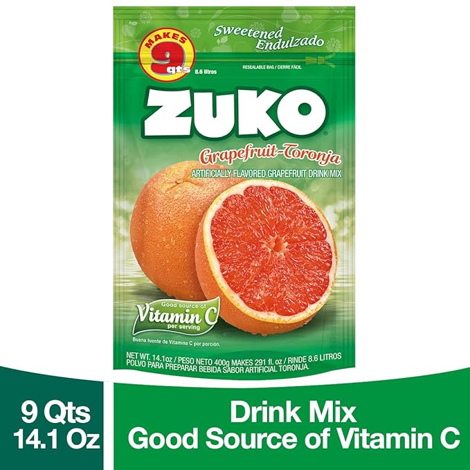 Zuko Grapefruit Instant Powder Drink | Family Pack | No Sugar Needed | Vitamin C | 14.1 Ounce (Pack of 2)