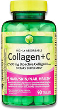 KP+ Collagen | Collagen + C 2500 mg | 90 Tablets | Supports Hair Skin &amp Nail Health | Bioactive Collagen Peptides + Vitamin C Supplement | Pack of 1