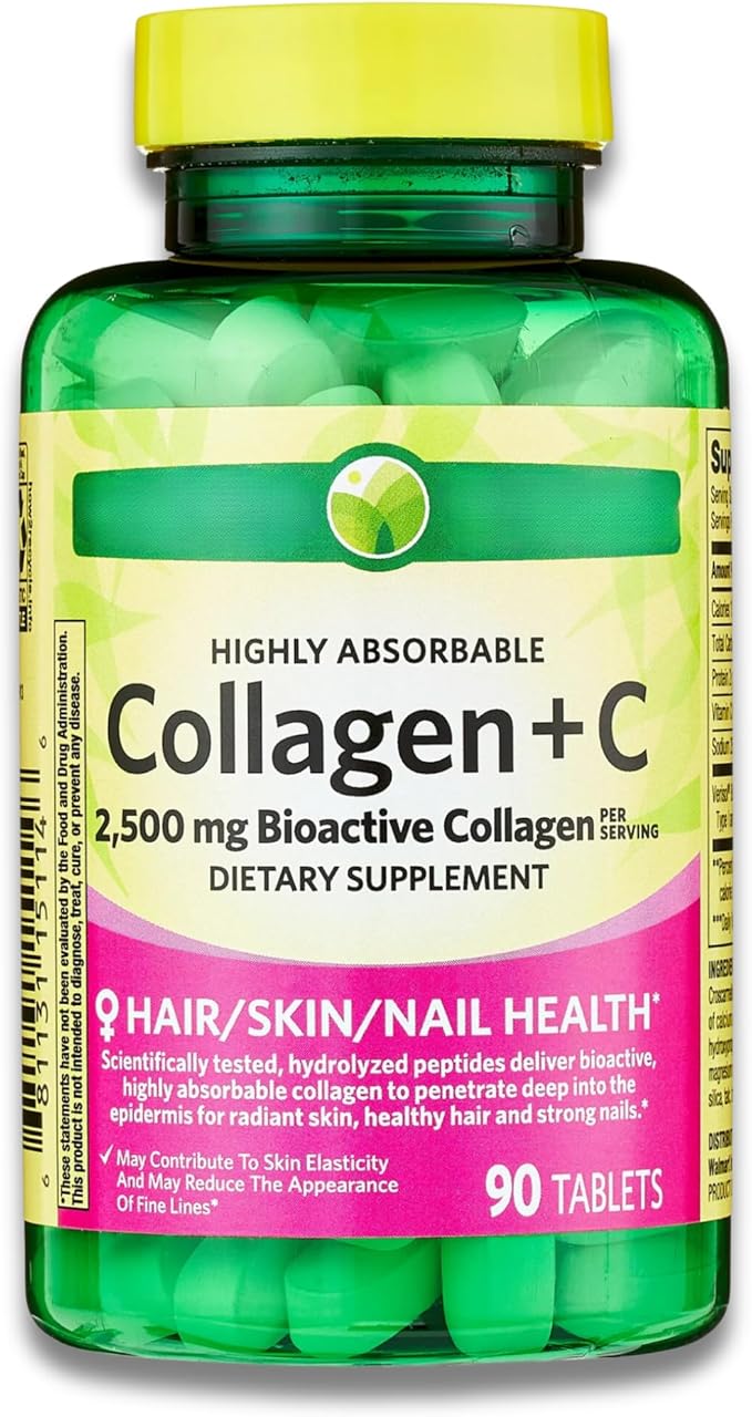 KP+ Collagen | Collagen + C 2500 mg | 90 Tablets | Supports Hair Skin &amp Nail Health | Bioactive Collagen Peptides + Vitamin C Supplement | Pack of 1