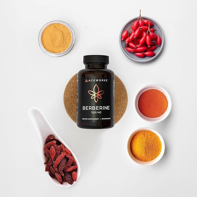 ACEWORKZ Berberine Supplement – Berberine HCL 1200mg per Serving – Weight Management &amp Cravings Support – Gut &amp Metabolic Health Support (60 Capsules)