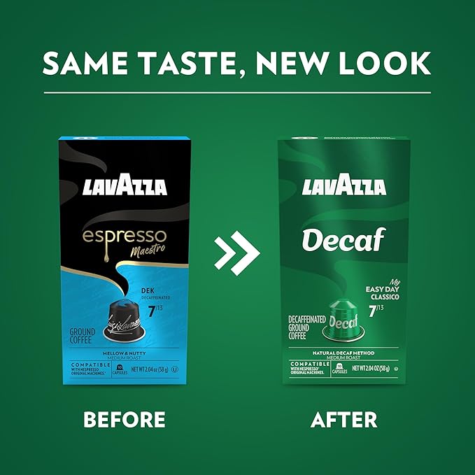 Lavazza Decaf Aluminum Capsules Compatible with Nespresso* Original Machines Medium Roast (10 Capsules)