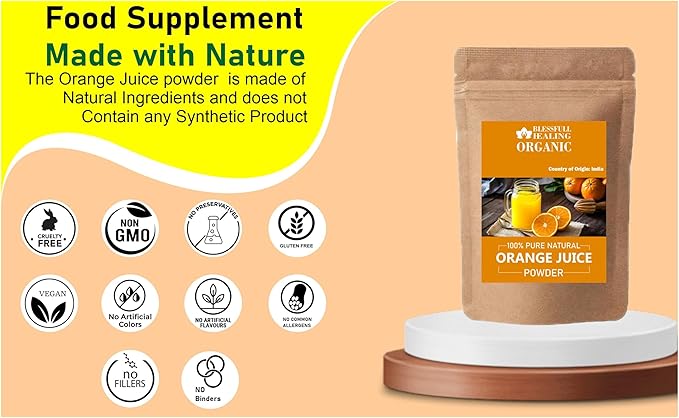 Blessfull Healing Organic Orange Juice Powder 100% Pure Natural 100 Gram / 3.52 oz