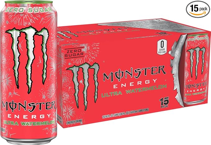 Monster Energy Ultra Watermelon Sugar Free Energy Drink 16 Ounce | Pack of 15