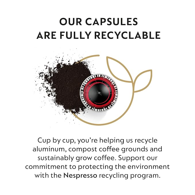 Nespresso Capsules Vertuo Half Caffeinato Mild Roast Coffee 30-Count Coffee Pods Brews 7.8oz.