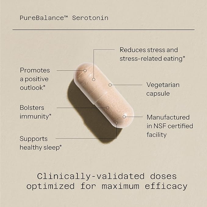Quality of Life Pure Balance Serotonin Premium–Helps Boost Serotonin &amp Cortisol Levels - Includes 5-HTP Venetron Sensoril Vitamin D3 &amp L-Theanine–60 Capsules