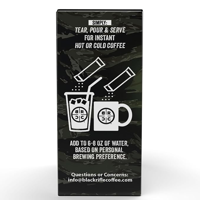 Black Rifle Coffee Company Just Black 48 Count Instant Coffee Sticks - Roasted Blend Made from Arabica Beans - Colombian &amp Brazilian Beans - Veteran Founded &amp American Made
