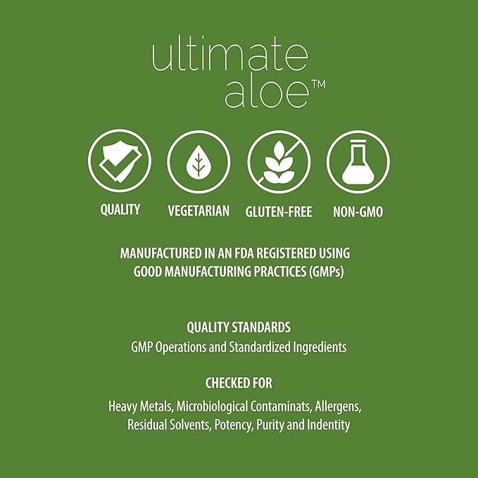 Ultimate Aloe™ Juice – Inner Leaf Aloe Vera for Digestive &amp Nutrient Absorption Support Vegetarian Gluten-Free Drinkable Supplement Single Bottle Natural Flavor