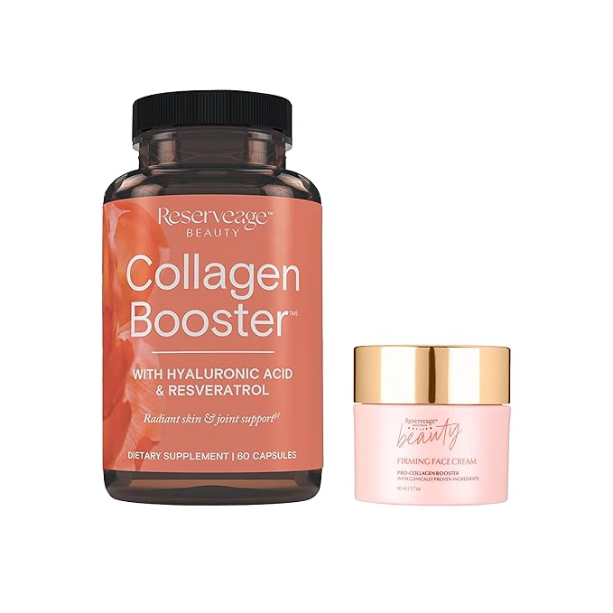 Reserveage Beauty Collagen Booster Collagen Supplement for Skin Care and Joint Health 60Caps &amp Firming Face Cream 1.7 oz