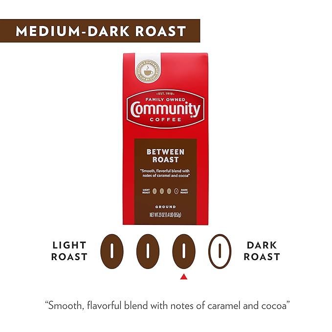 Community Coffee Between Roast Premium Ground Coffee Vacuum Packed- 16 Ounce Bags (Pack of 10)