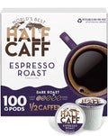 World's Best Half Caff Espresso Roast Coffee Pods 100 ct Dark Roast in Single Serve Pods – 100% Arabica Coffee Compatible with Keurig K Cups Maker
