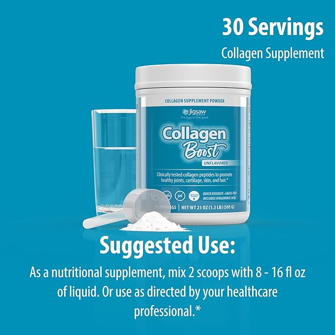 Jigsaw Health Collagen Boost | Promotes Healthy Joints Cartilage Skin and Hair | 30 Servings