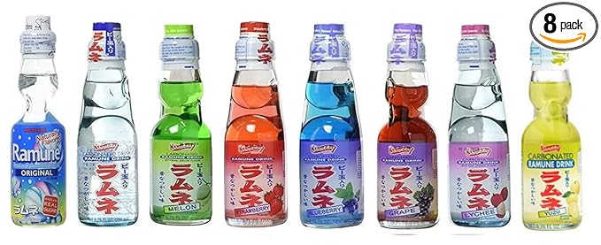 RAMUNE Japanese Soft Drink Variety 8-Pack 6.76 Fluid Ounce Each (BEST PICK)