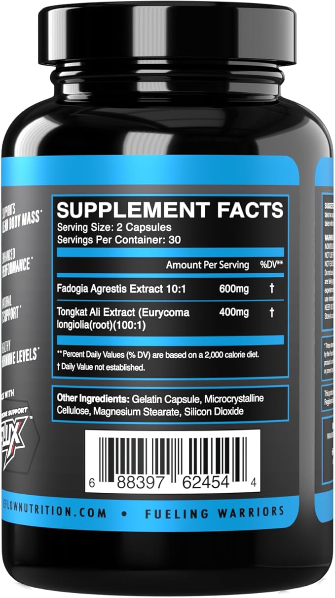 eFlow Nutrition Fadogia Agrestis + Tongkat Ali - [2-in-1] Natural Performance Supplement for Health and Wellness - Hormone Energy &amp Mood Support - Extract Powder (60 Capsules)