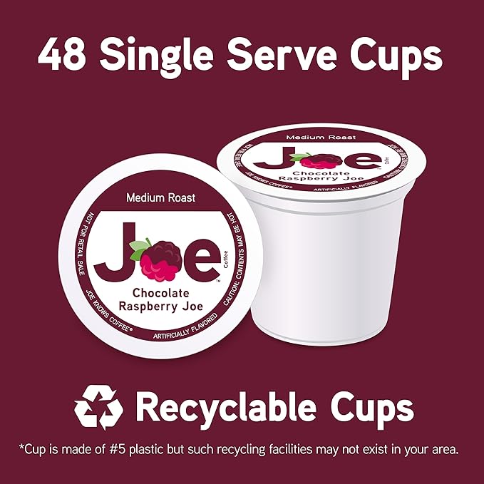 Joe Knows Coffee Single Serve Cups Pods and Capsules Chocolate Raspberry 48 Count