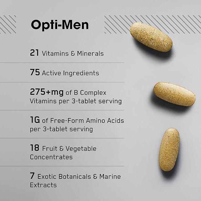Optimum Nutrition Opti-Men Vitamin C Zinc and Vitamin D E B12 for Immune Support Mens Daily Multivitamin Supplement 150 Count (Packaging May Vary)