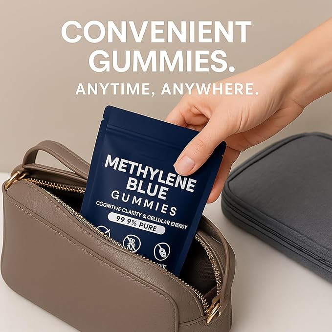 Methylene Blue Gummies - 99.9% Pure 5mg per Gummy Supports Sustained Energy Mental Clarity Reduces Brain Fog &amp Improves Focus Mood Enhancement - 30 Gummies (1)