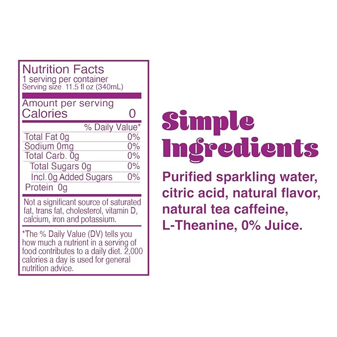 Phocus Caffeinated Sparkling Water - Mixed Berry - Clean Energy with Caffeine + L-Theanine - 0 Sugars Calories or Carbs - Non GMO Whole 30 Keto Vegan Kosher - 11.5 Fl Oz. (12 Pack)