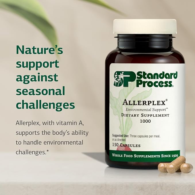 Standard Process Inc. Allerplex Lung Health Support Supplement Dietary Supplement with Vitamin A &amp Pneumotrophin PMG Support Healthy Mucous Membranes Supports Seasonal Challenges - 150 Capsule