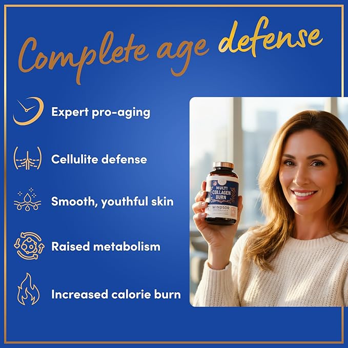 Thermogenic Multi Collagen Burn Capsules - Hydrolyzed Multi Collagen Complex Types I II III V X Marine Collagen Hyaluronic Acid - Beauty and Anti-Aging Supplement for Women and Men - 180 Pills
