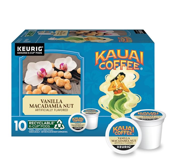 Kauai Coffee K-Cup Pods (Mocha Macadamia Nut Na Pali Coast &amp Vanilla Macadamia Nut) Variety Pack