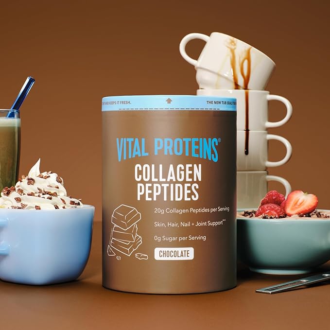 Vital Proteins Grass Fed Collagen Powder Supplement (Type I III) for Skin Hair Nail Joint - Hydrolyzed Collagen Grass Fed Dairy and Gluten Free - Chocolate Flavor 17.1 oz Canister