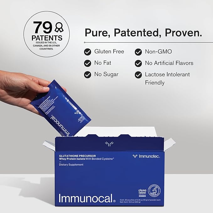 Immunocal Glutathione Precursor – Whey Protein Isolate Immune Support Master Antioxidant Detox Cleanse + Brain Health | Fat-Free Sugar-Free Lactose-Intolerant Friendly | 30 Servings